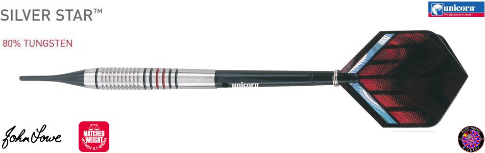 Soft Dartpfeil Set Unicorn - Silver Star John Lowe